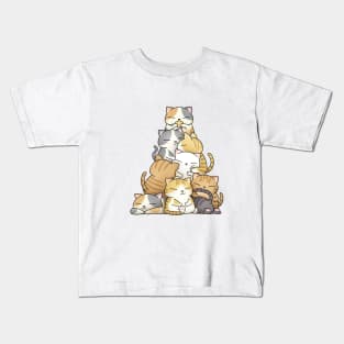 Chubby Cat Christmas Tree (White) Kids T-Shirt